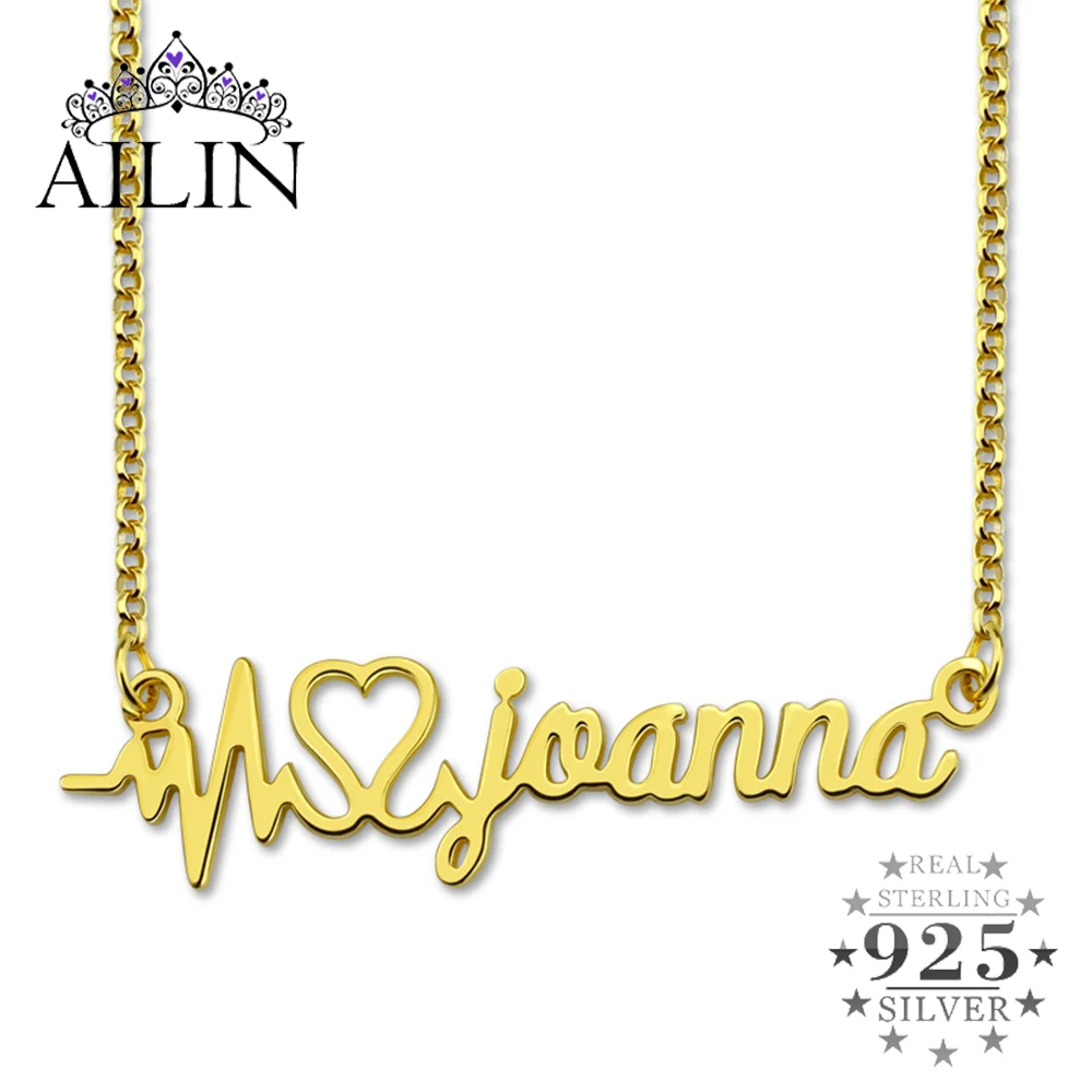 AILIN Wholesale Unique Personalized Heartbeat Pendant Your Name Necklace Sterling Silver Fine Jewelry Neck Chains Custom Gift
AILIN Wholesale Unique Personalized Heartbeat Pendant Your Name Necklace Sterling Silver Fine Jewelry Neck Chains Custom Gift