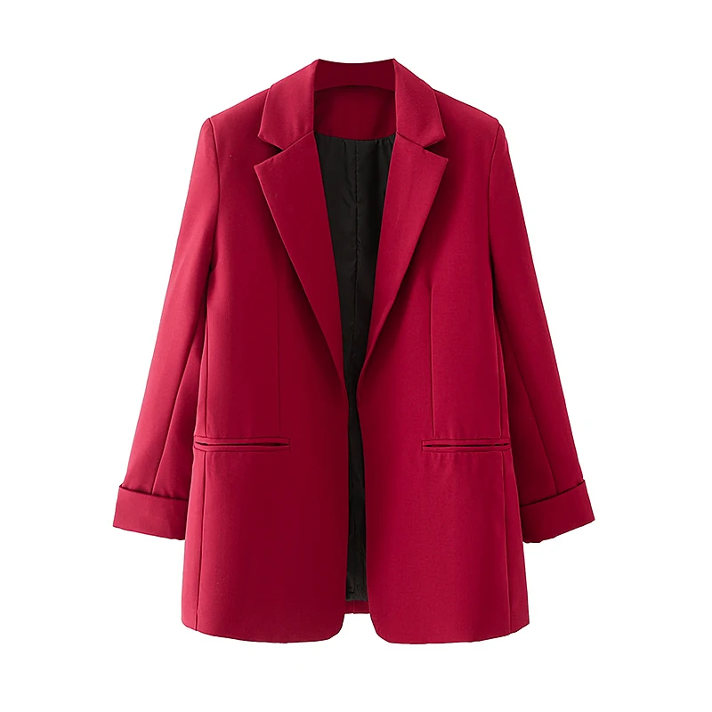 Za Autumn Solid Color Elegant Suit Jacket Red Cuff Button Coat Ladies Korean Version Loose V Neck Long Sleeve Cardigan Office
Za Autumn Solid Color Elegant Suit Jacket Red Cuff Button Coat Ladies Korean Version Loose V Neck Long Sleeve Cardigan Office