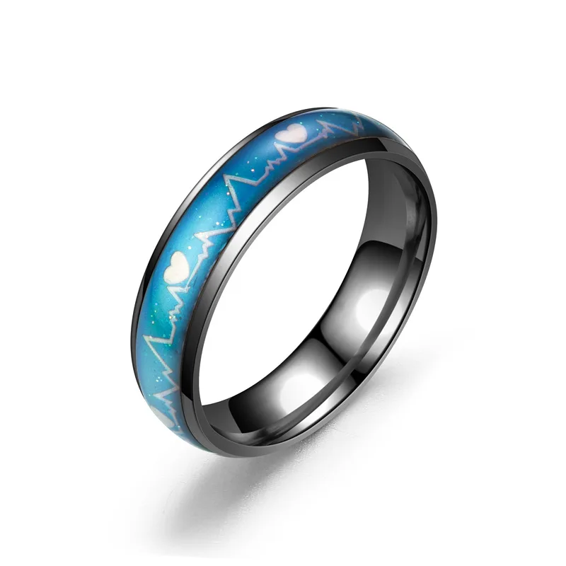 Fashion couple style titanium steel color changing ring heart emotion warm ECG male and female pair ring ring
Fashion couple style titanium steel color changing ring heart emotion warm ECG male and female pair ring ring
