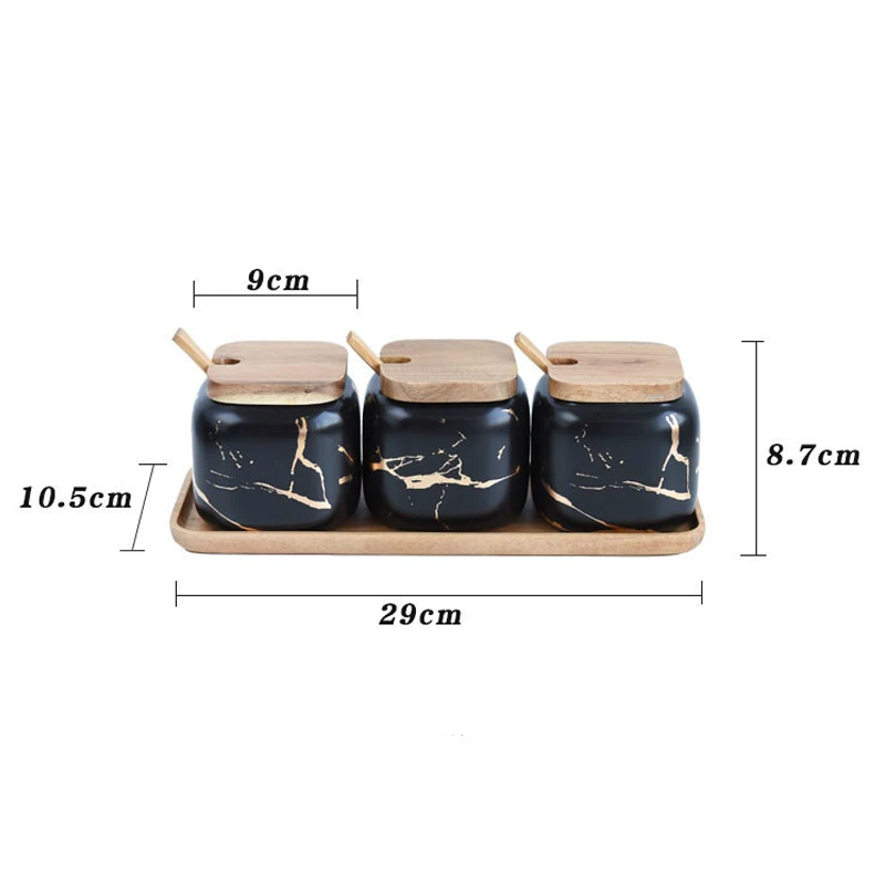 Luxury Nordic Style Marble Pattern Ceramic Kitchen Seasoning Tank Set Wooden Cover Salt Shaker Spice Jar Kitchen Accessories 
Luxury Nordic Style Marble Pattern Ceramic Kitchen Seasoning Tank Set Wooden Cover Salt Shaker Spice Jar Kitchen Accessories
