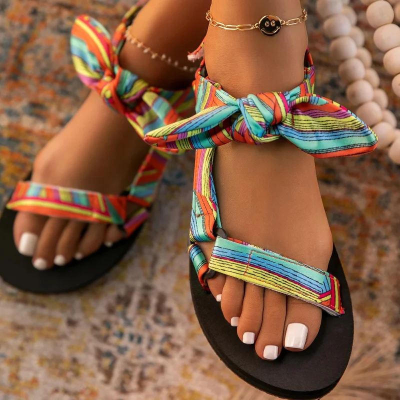 Sandals Women 2021 New Women's Shoes Color Flat Casual Lace Up Bow Sandals Fashion Femmes Summer Outdoor Leopard Beach Footwear
Sandals Women 2021 New Women's Shoes Color Flat Casual Lace Up Bow Sandals Fashion Femmes Summer Outdoor Leopard Beach Footwear
