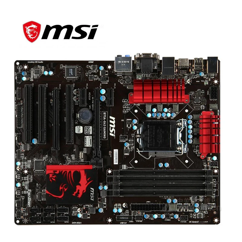 Материнская плата LGA 1155 для игрового компьютера MSI б/у Intel B75 B75M USB3.0 SATA II PCI E