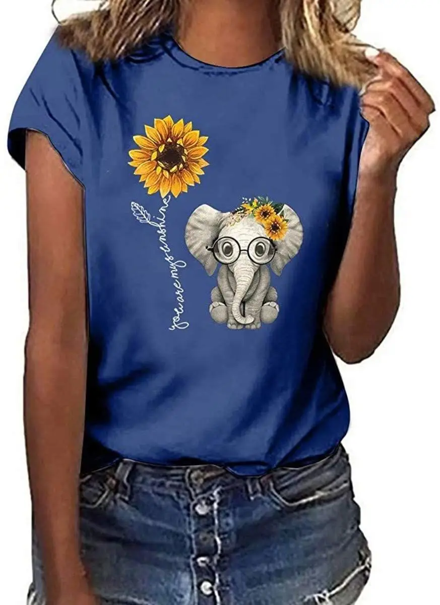 LifeWheel Funny Novelty Womens T Shirts Graphic Cute Elephant Sunflower Print Crewneck Shirts Tops Blouse Summer Tee
LifeWheel Funny Novelty Womens T Shirts Graphic Cute Elephant Sunflower Print Crewneck Shirts Tops Blouse Summer Tee
