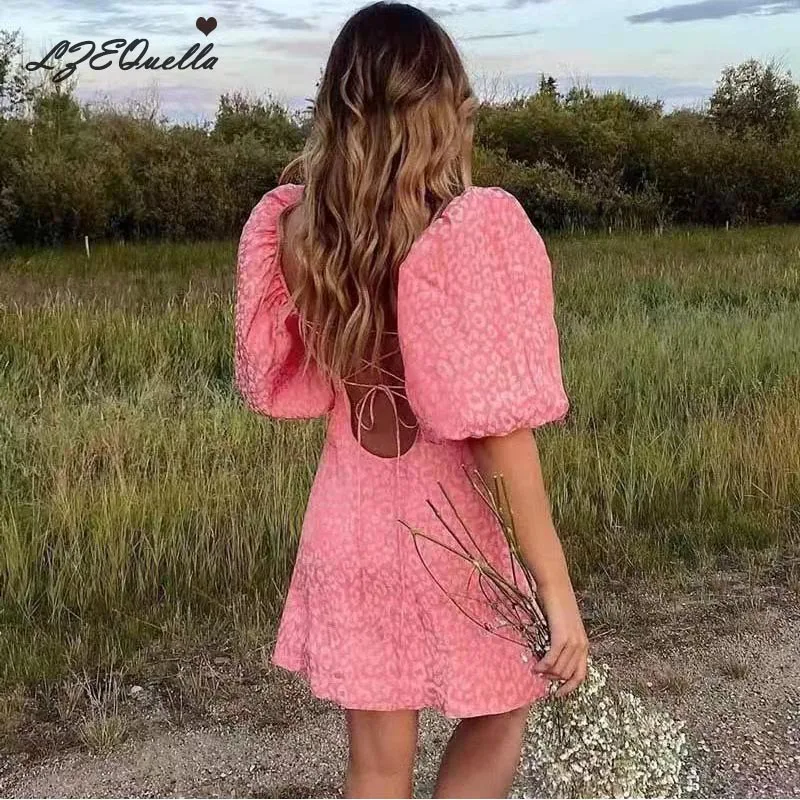 LZEQuella Women Sexy Pink Dot Print Mini Dress Square Collar High Waist Backless Lace Up Puff Sleeve Party Club Dresses NZ3513
LZEQuella Women Sexy Pink Dot Print Mini Dress Square Collar High Waist Backless Lace Up Puff Sleeve Party Club Dresses NZ3513
