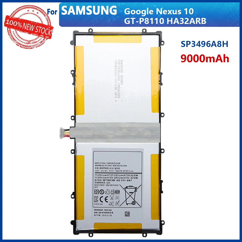 100% Оригинальный аккумулятор 9000 мАч SP3496A8H для Samsung Google Nexus 10 GT-P8110 HA32ARB планшета с