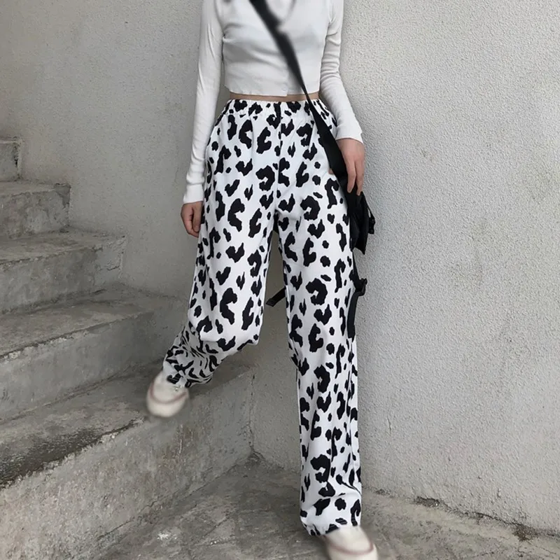 Women's High Waist Cow Pattern Pants Drape Wide Leg Loose Casual Polyester Cool Trousers 2021
Women's High Waist Cow Pattern Pants Drape Wide Leg Loose Casual Polyester Cool Trousers 2021