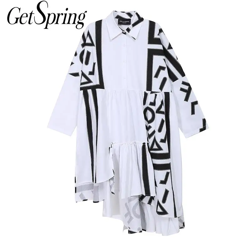 Getspring Women Dress Long Sleeve Asymmetry Printing Shirt Dresses Women Irregular Ruffles Spring/Autumn Dresses Women 2021 New
Getspring Women Dress Long Sleeve Asymmetry Printing Shirt Dresses Women Irregular Ruffles Spring/Autumn Dresses Women 2021 New
