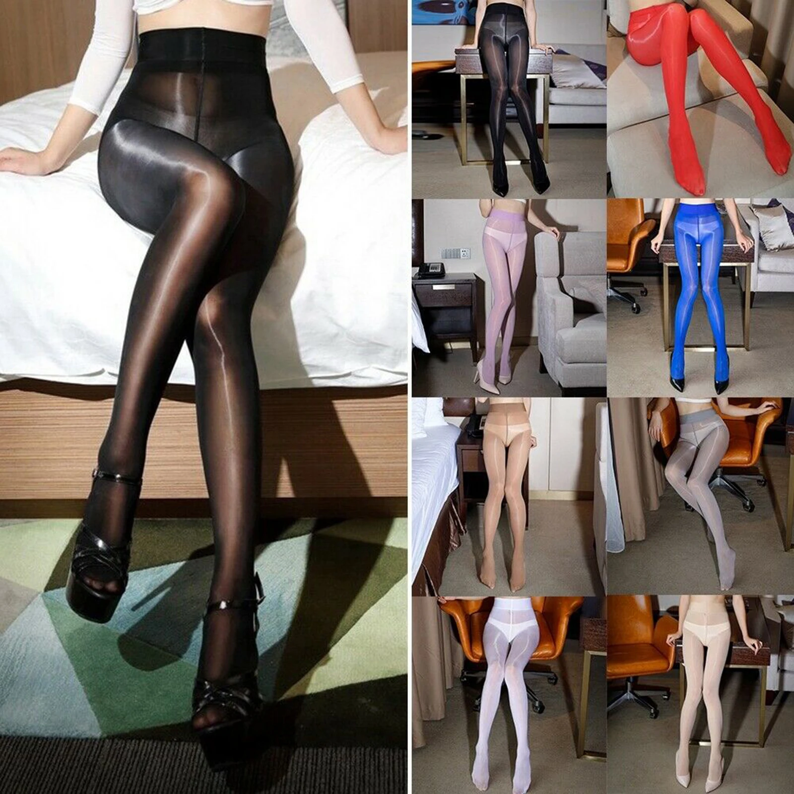 New Women Tights Shiny Transparent Oil Glossy Sheer Ultra Thin Pantyhose Hot High Waist Tights Sexy Nightwear Solid Color
New Women Tights Shiny Transparent Oil Glossy Sheer Ultra Thin Pantyhose Hot High Waist Tights Sexy Nightwear Solid Color