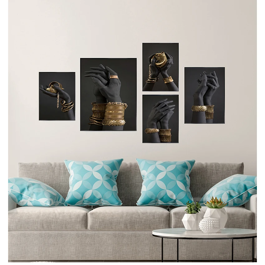 

Canvas Paintings On the Wall Art Pictures For Living Room Black Hands Holding Jewelry Canvas Art Posters And Prints African Art