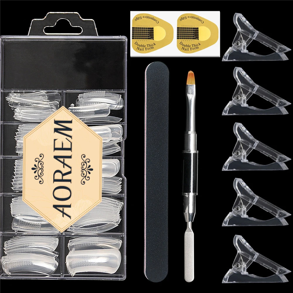 AORAEM 100PCS Clear Nail Forms Set Quick Building UV Gel Mold Kit Full Cover Extension For Manicure Poly False Nails File Clips
AORAEM 100PCS Clear Nail Forms Set Quick Building UV Gel Mold Kit Full Cover Extension For Manicure Poly False Nails File Clips