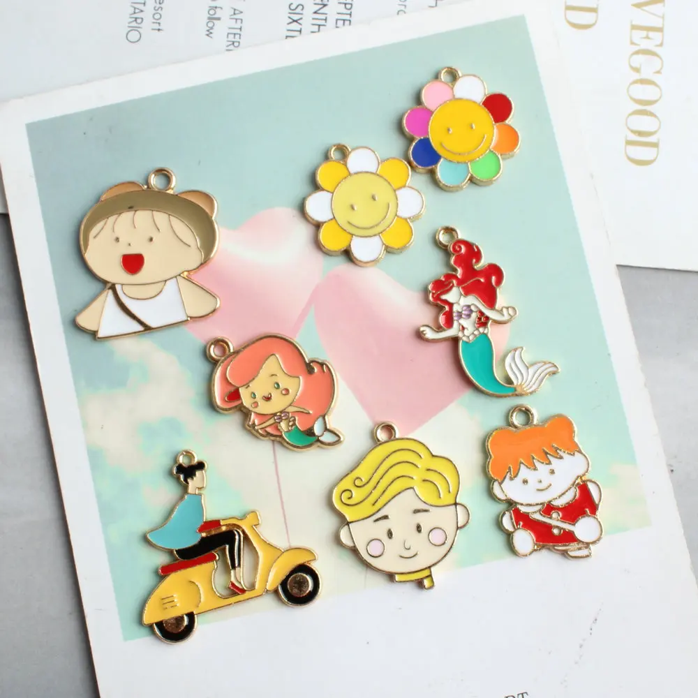 Colorful Kawaii Enamel Alloy Charms 50pcs/Lot Gold Tone Plated Sunflower Mermaid Boy Girl Motocicle Earring Necklace Pendants
Colorful Kawaii Enamel Alloy Charms 50pcs/Lot Gold Tone Plated Sunflower Mermaid Boy Girl Motocicle Earring Necklace Pendants