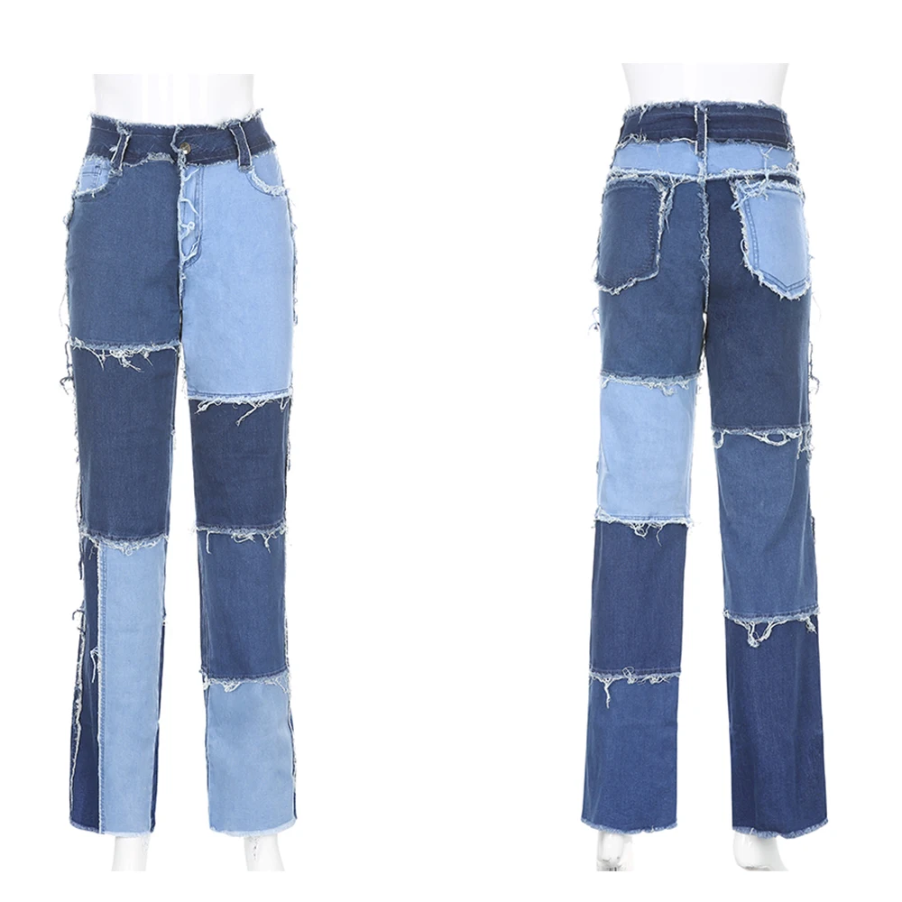 Patchwork Women's Jeans Straight High Waist Pants Vintage Boyfriends Mom Ripped Jeans Streetwear Female Fashion Denim Trousers
Patchwork Women's Jeans Straight High Waist Pants Vintage Boyfriends Mom Ripped Jeans Streetwear Female Fashion Denim Trousers