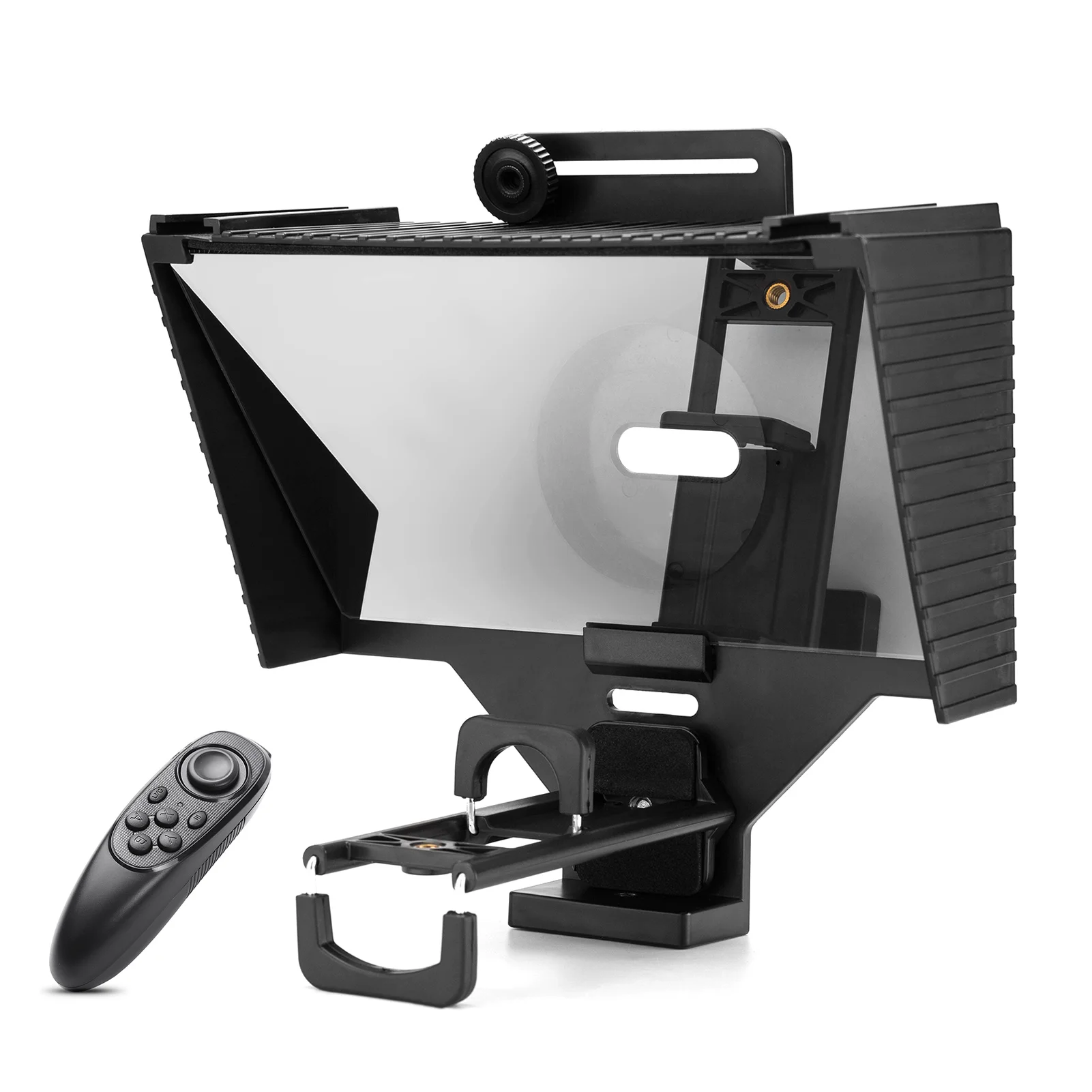 Universal Teleprompter Prompter with BT Remote Control Lens Adapter Ring for Smart Phone Tablet Camera for Live Stream Video
Universal Teleprompter Prompter with BT Remote Control Lens Adapter Ring for Smart Phone Tablet Camera for Live Stream Video