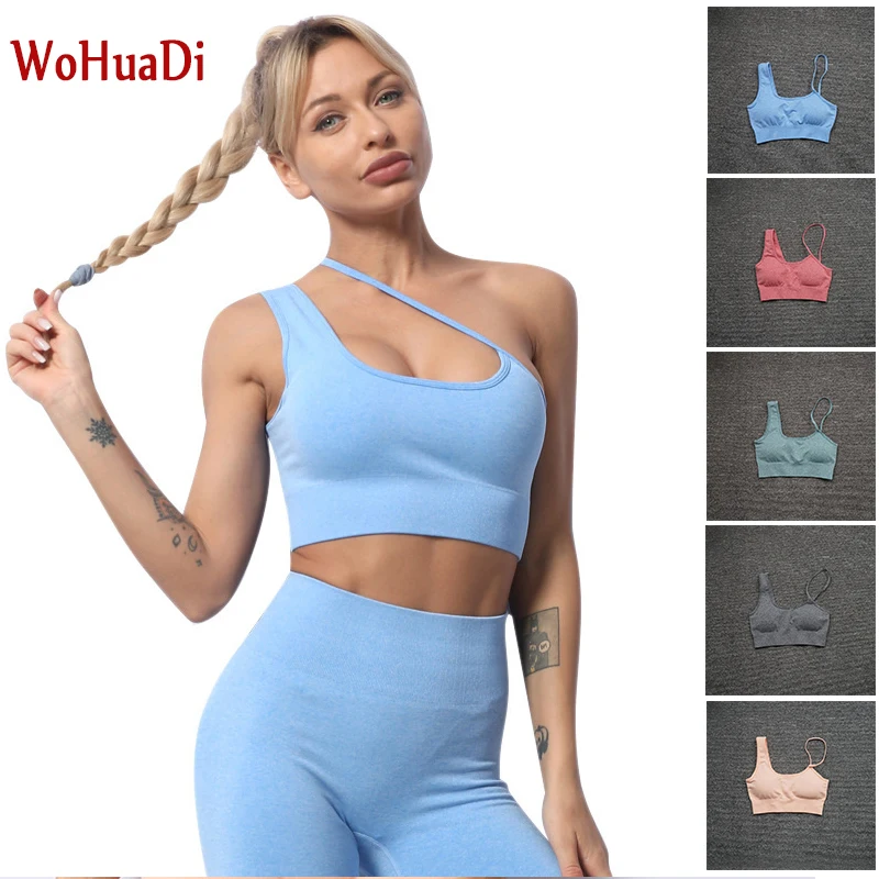 WOHUADI Women Sports Bra Push Up Crop Top Female Fitness Gym Wear Sexy Oblique Shoulder Strap Yoga Sportswear Running Workout
WOHUADI Women Sports Bra Push Up Crop Top Female Fitness Gym Wear Sexy Oblique Shoulder Strap Yoga Sportswear Running Workout