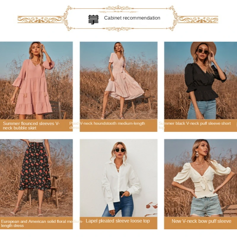 Slim Slimming V-neck Women's Dress European and American Style Summer Lotus Leaf Sleeve Pullover Elastic Waist Doll Skirt 2021
Slim Slimming V-neck Women's Dress European and American Style Summer Lotus Leaf Sleeve Pullover Elastic Waist Doll Skirt 2021