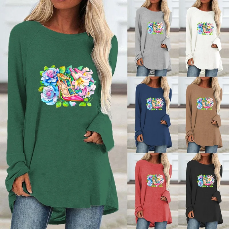 Autumn Casual Women Fashion Flowers Printed Round Neck Long Sleeved Sweatshirt Loose Ladies Graphic T-shirt Blouse Plus Size
Autumn Casual Women Fashion Flowers Printed Round Neck Long Sleeved Sweatshirt Loose Ladies Graphic T-shirt Blouse Plus Size