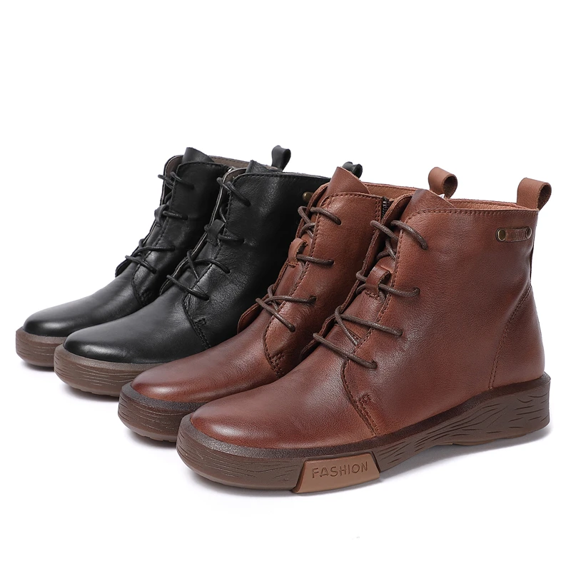 Hjwsfdcai Retro Cowhide Leather Plush Fur Women Ankle Boots Round Toe Ladies Lace Up Boots Soft Comfortable Manual Female Shoes
Hjwsfdcai Retro Cowhide Leather Plush Fur Women Ankle Boots Round Toe Ladies Lace Up Boots Soft Comfortable Manual Female Shoes