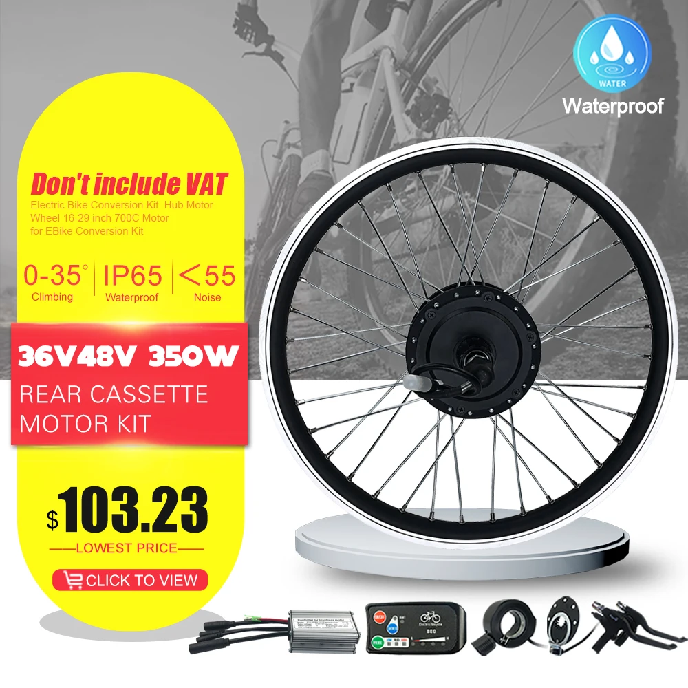 EBike Conversion Kit 36/48V 350W High Speed Brushless Gear Hub Motor 16-29inch 700C Electric Bicycle Waterproof Rear Wheel
EBike Conversion Kit 36/48V 350W High Speed Brushless Gear Hub Motor 16-29inch 700C Electric Bicycle Waterproof Rear Wheel