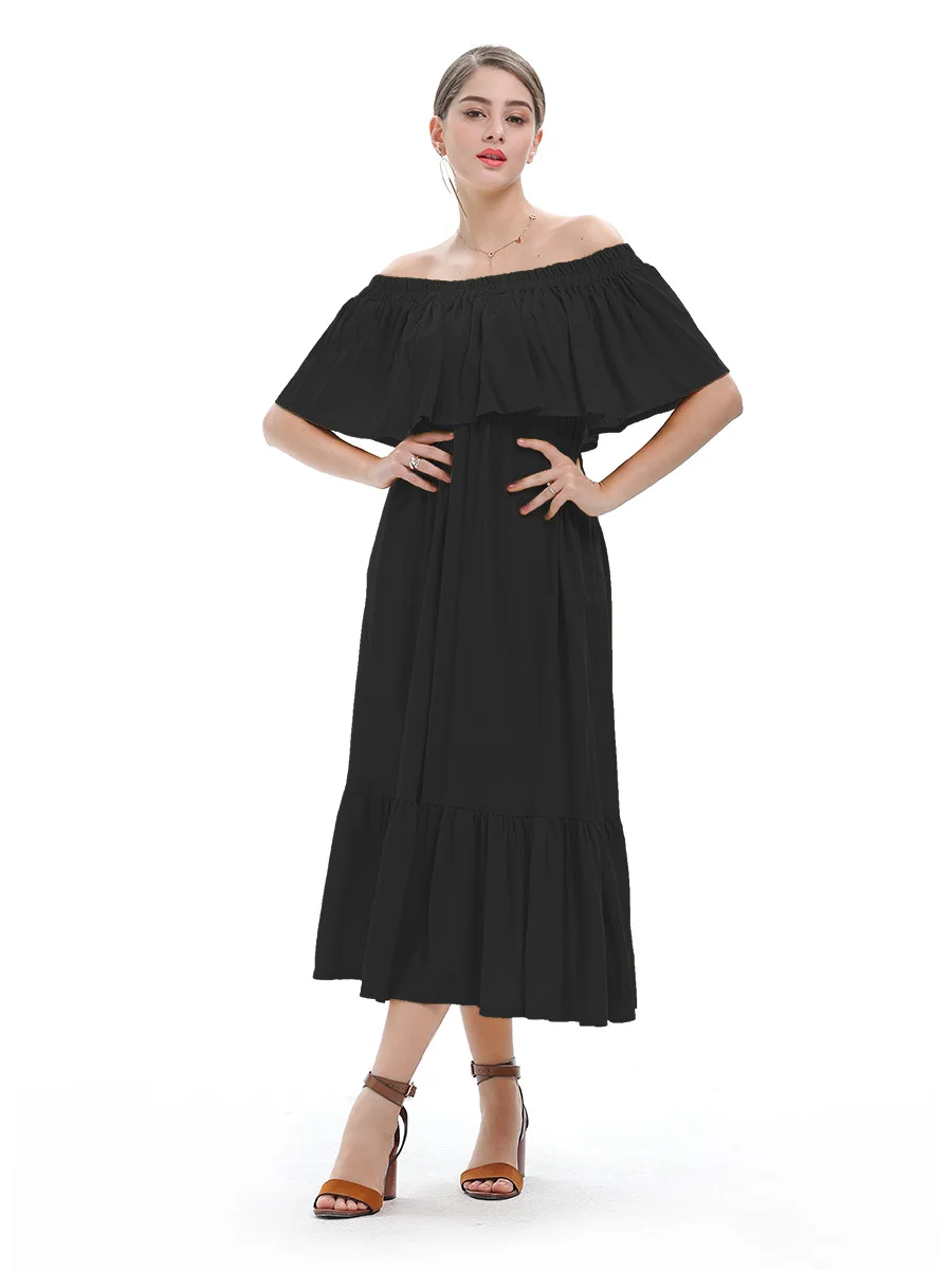 New Off The Shoulder Strapless Ruffle Dress Fashion Loose Midi Summer Sundress Beach Holiday Dress Solid Green Yellow Black Robe
New Off The Shoulder Strapless Ruffle Dress Fashion Loose Midi Summer Sundress Beach Holiday Dress Solid Green Yellow Black Robe