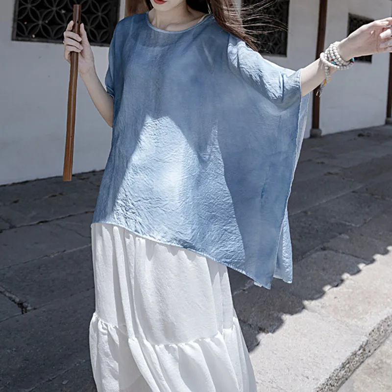 NINI WONDERLAND Women Big Size Thin Tencel Dye Tie T Shirt Summer 2021 Bat Sleeve Loose Casual Tops Mori Girl Irregular T-shirt
NINI WONDERLAND Women Big Size Thin Tencel Dye Tie T Shirt Summer 2021 Bat Sleeve Loose Casual Tops Mori Girl Irregular T-shirt