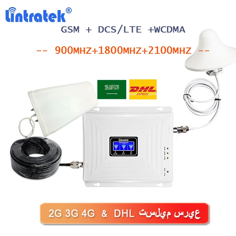 

Lintratek Booster المملكة العربية السعودية DHL التسليم السريع GSM 2G 3G 4G إشارة الداعم 900 1800 2100 LTE الإنترنت مكبر صوت UMTS