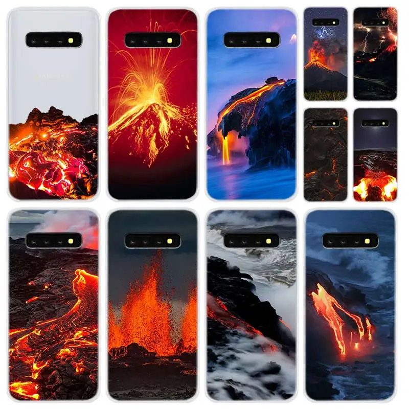 Мягкий силиконовый чехол для Samsung Galaxy S21 S20 Uitra S10 Lite S9 Plus Fe S8 S7edge Cover Lava magma |