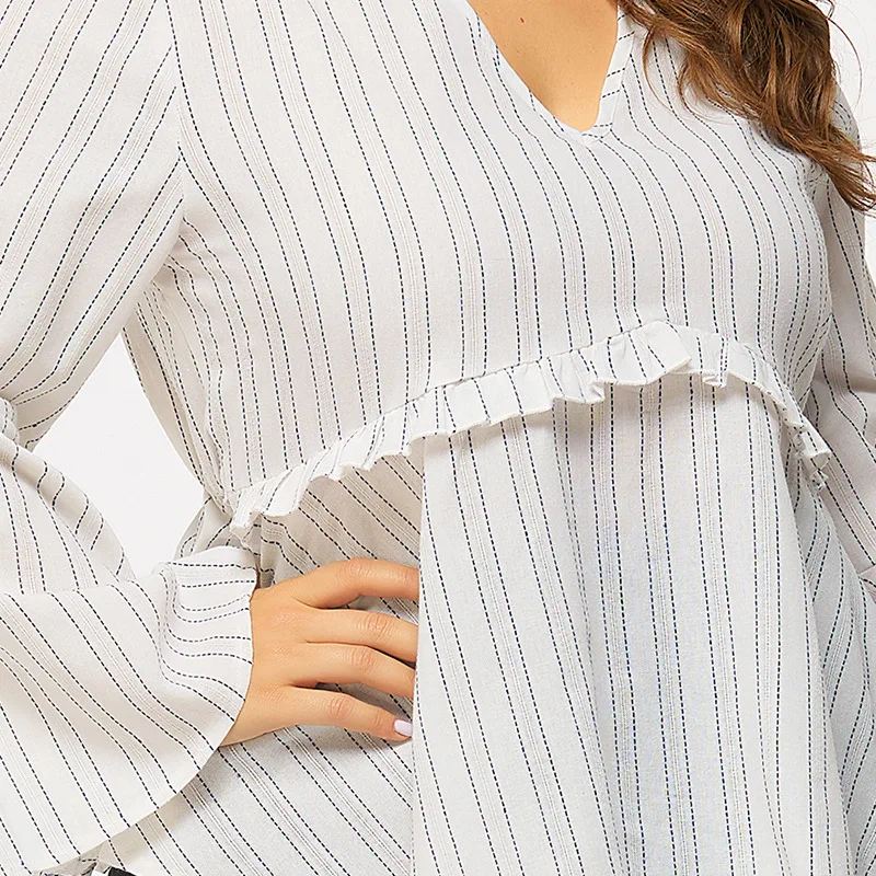 Womens Tops and Blouses Plus Size New Shirt 2020 Autumn Sexy Stripe Temperament Hedging V-neck Slim Blouse
Womens Tops and Blouses Plus Size New Shirt 2020 Autumn Sexy Stripe Temperament Hedging V-neck Slim Blouse