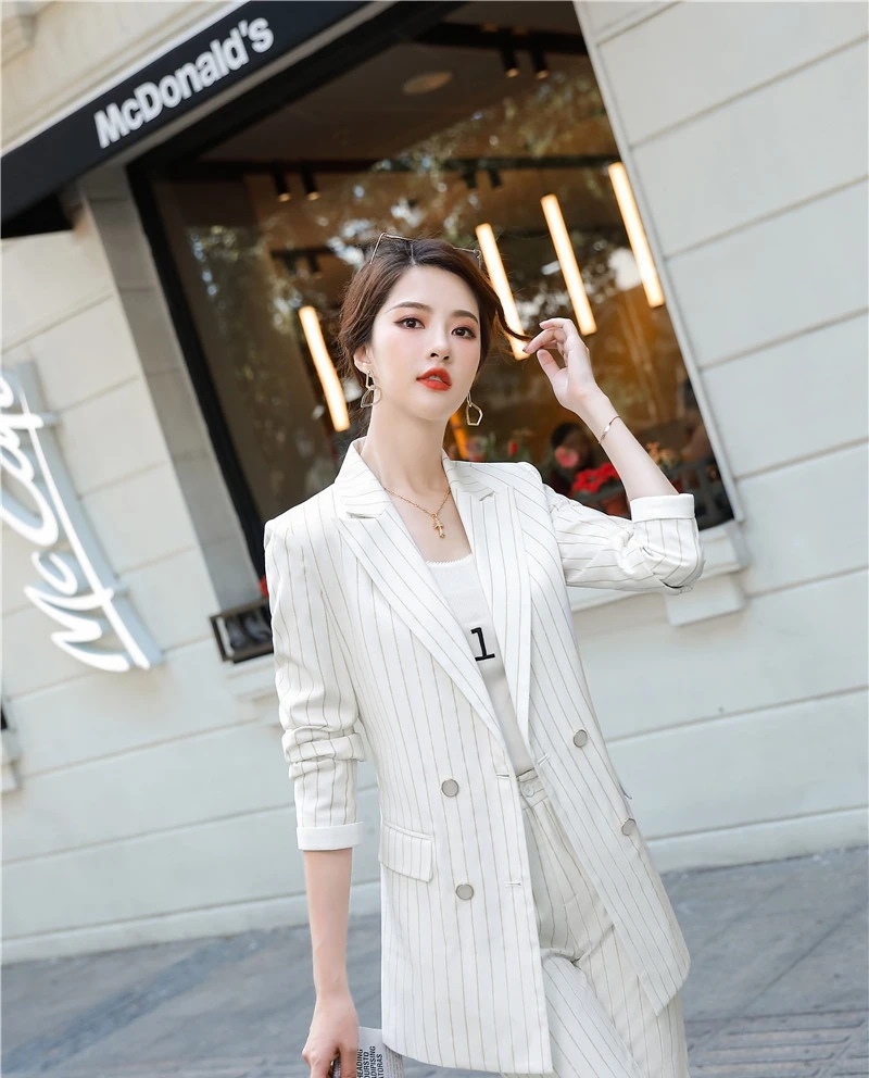 Elegant Striped Long Sleeve Formal OL Styles Blazers Jackets Coat for Women Autumn Winter Ladies Blaser Outwear Clothes Tops 
Elegant Striped Long Sleeve Formal OL Styles Blazers Jackets Coat for Women Autumn Winter Ladies Blaser Outwear Clothes Tops