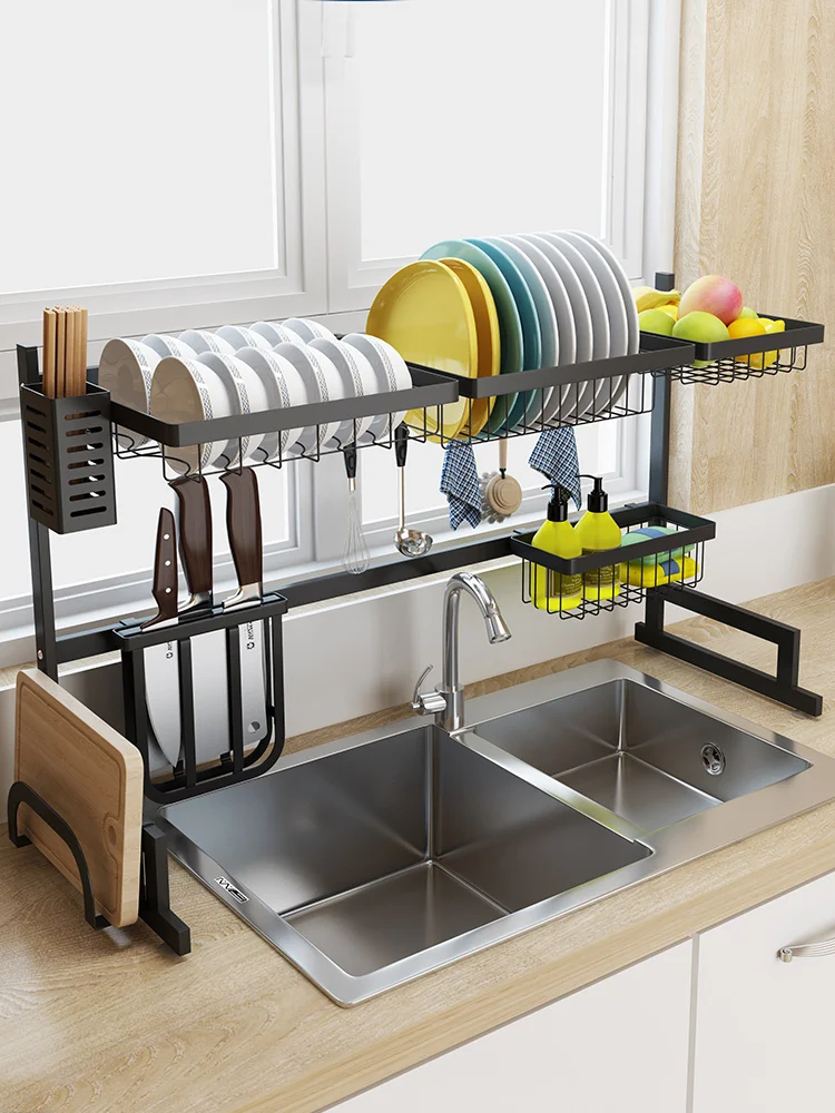 Stainless Steel Sink Drainage Rack Kitchen Shelf Two-story Floor Dish Rack Shelves For Kitchen Sink Tools Single Double Slot
Stainless Steel Sink Drainage Rack Kitchen Shelf Two-story Floor Dish Rack Shelves For Kitchen Sink Tools Single Double Slot