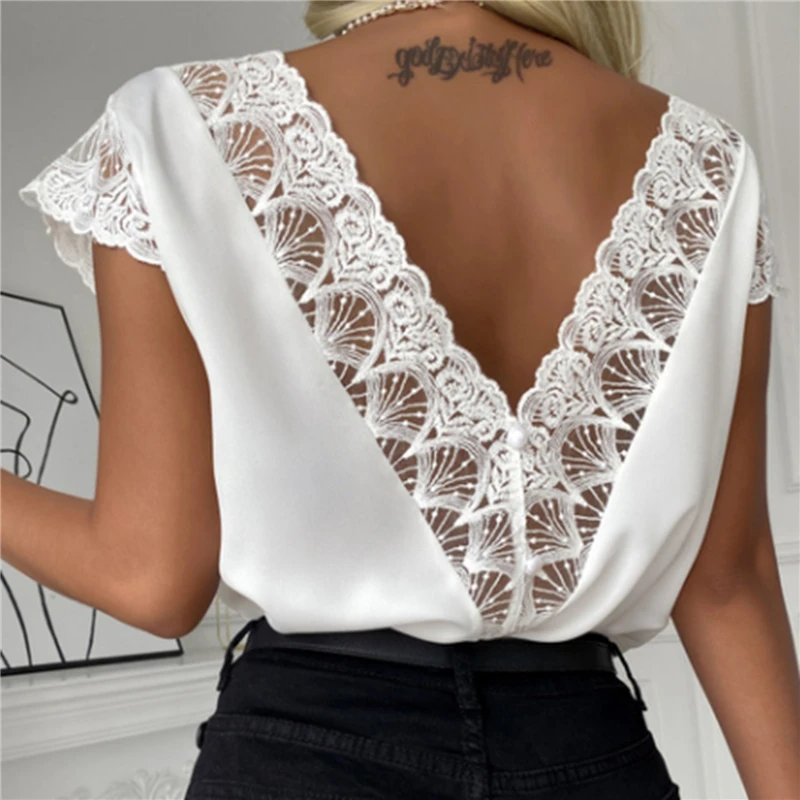 Women Lace Short Blouses Loose Blouse Sleeve Casual Vintage V-Neck Solid Color Fashion Top Clothes For Women 2021 New
Women Lace Short Blouses Loose Blouse Sleeve Casual Vintage V-Neck Solid Color Fashion Top Clothes For Women 2021 New