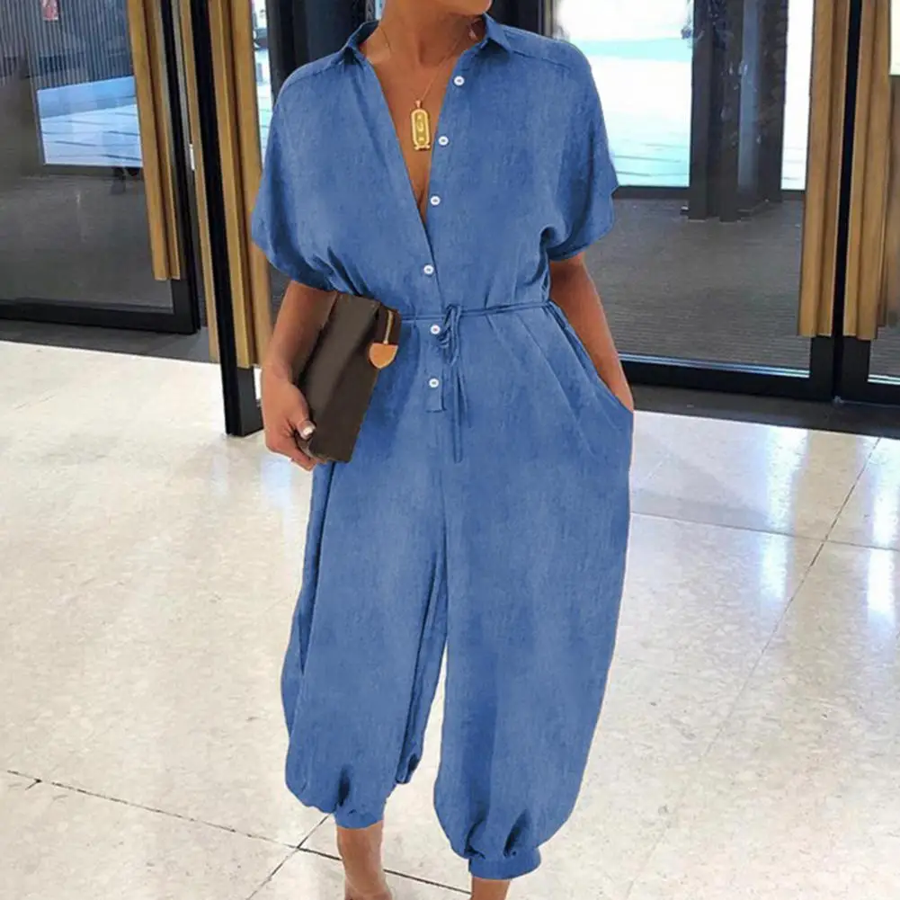 Women Denim Jumpsuit Overalls Casual Bodysuit Loose Dungarees Romper Woman Short Sleeve Solid Color Buttons Pockets Playsuit
Women Denim Jumpsuit Overalls Casual Bodysuit Loose Dungarees Romper Woman Short Sleeve Solid Color Buttons Pockets Playsuit