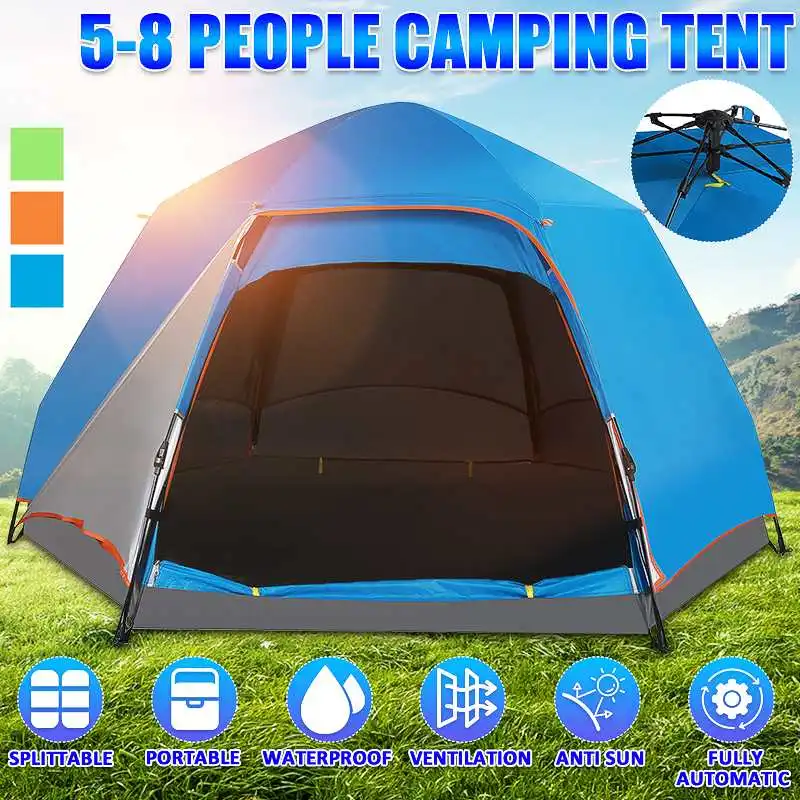 Automatic Tent 5-8 Person Camping Tent Easy Instant Setup Protable Backpacking for Sun Shelter Sunshade Awning Travelling Hiking
Automatic Tent 5-8 Person Camping Tent Easy Instant Setup Protable Backpacking for Sun Shelter Sunshade Awning Travelling Hiking