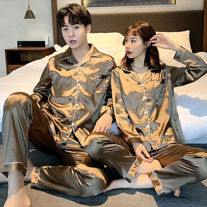 Couple Home clothes Satin Pajamas Sets Sweet Sleepwear Family Pijama Lover Night Suit Nightgown Women And Man Sleep Pyjamas 2PC
Couple Home clothes Satin Pajamas Sets Sweet Sleepwear Family Pijama Lover Night Suit Nightgown Women And Man Sleep Pyjamas 2PC