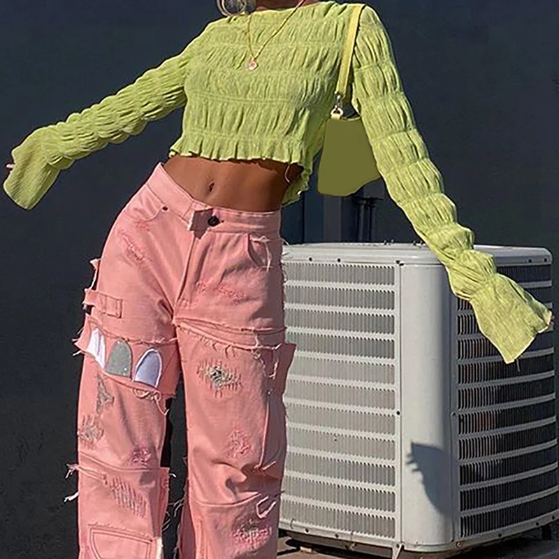 Autumn Women's New Korean Style Pleated Round Neck Long-sleeved Belly Button All-match Crop Top Women Y2k Aesthetic
Autumn Women's New Korean Style Pleated Round Neck Long-sleeved Belly Button All-match Crop Top Women Y2k Aesthetic