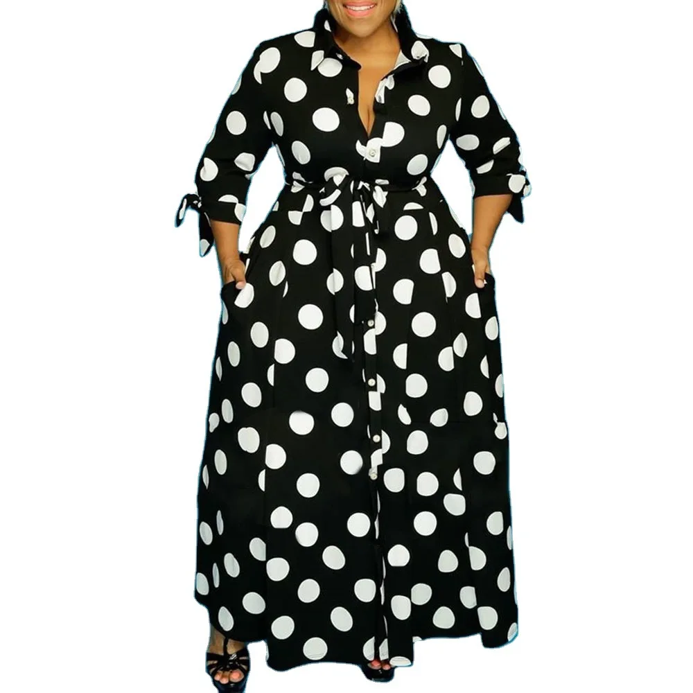 Polka Dot Print Shirt Dress For African Women Clothing Dashiki Elegant Office Lady Maxi Long Dress Robes Femme Africaine Clothes
Polka Dot Print Shirt Dress For African Women Clothing Dashiki Elegant Office Lady Maxi Long Dress Robes Femme Africaine Clothes