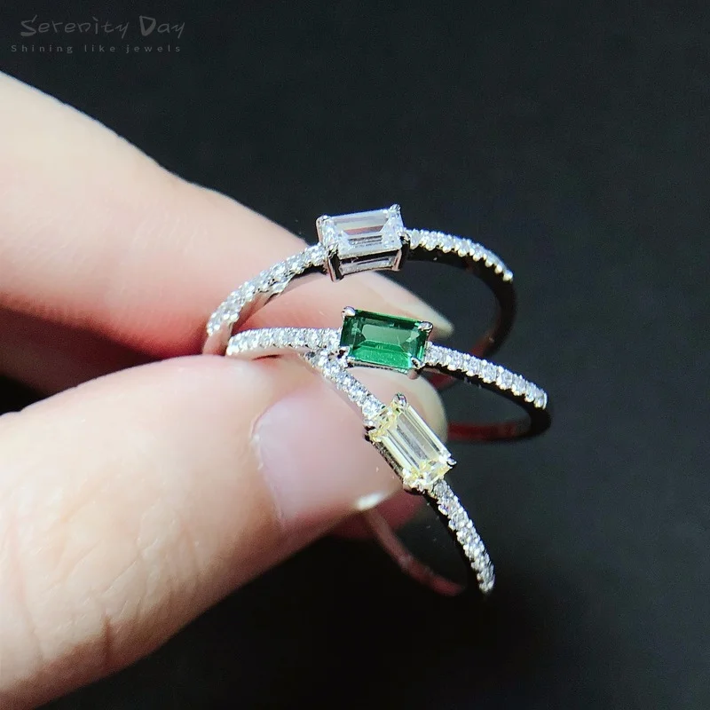 Serenity Day New 18K Gold Plated Silver Ring Mini 0.5 Carat Emerald Cut High Carbon Diamond Trendy Female Ring Fine Jewelry
Serenity Day New 18K Gold Plated Silver Ring Mini 0.5 Carat Emerald Cut High Carbon Diamond Trendy Female Ring Fine Jewelry