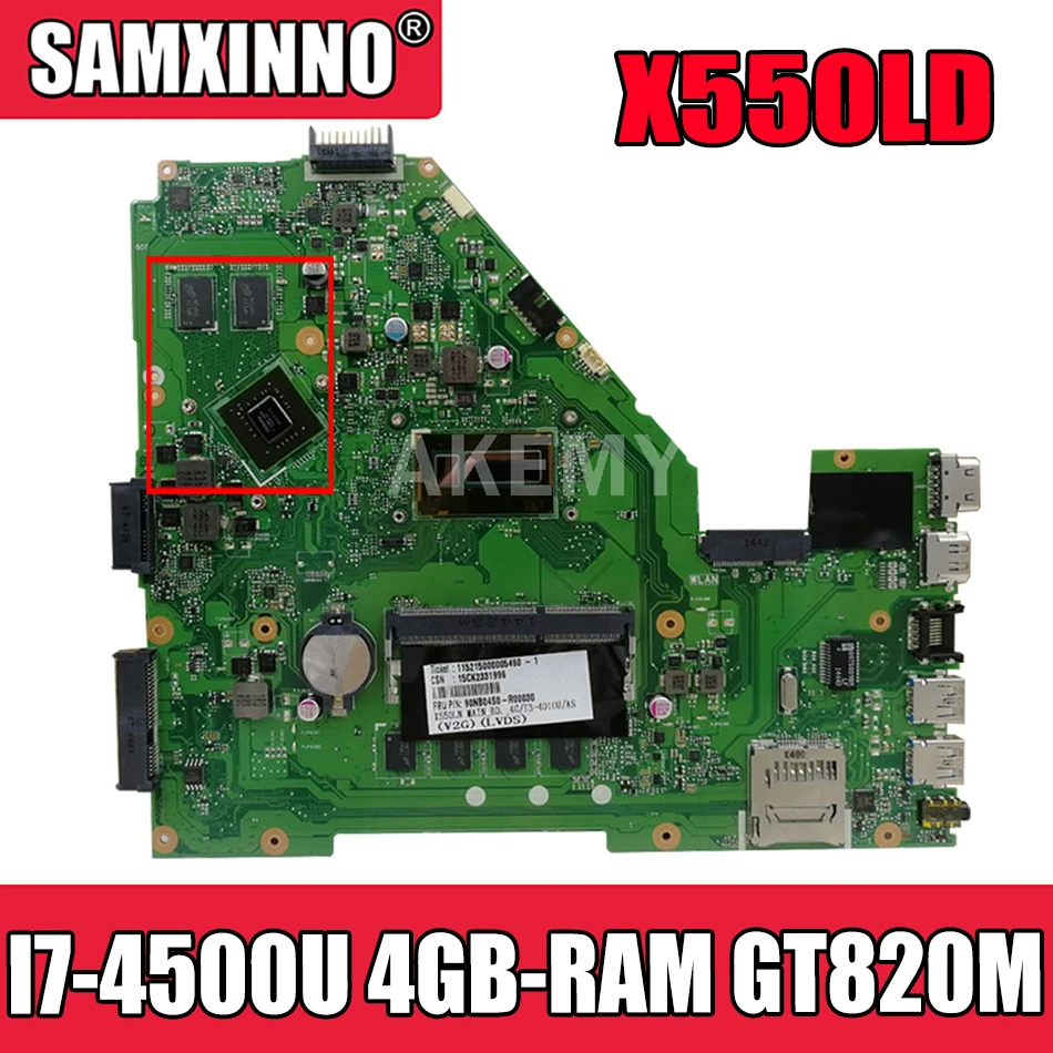 Akmey X550LD материнская плата для ноутбука Asus X550LD A550L Y581L W518L X550LN тест оригинальная материнская плата I7-4500U 4GB-RAM GT820M
Akmey X550LD материнская плата для ноутбука Asus X550LD A550L Y581L W518L X550LN тест оригинальная материнская плата I7-4500U 4GB-RAM GT820M