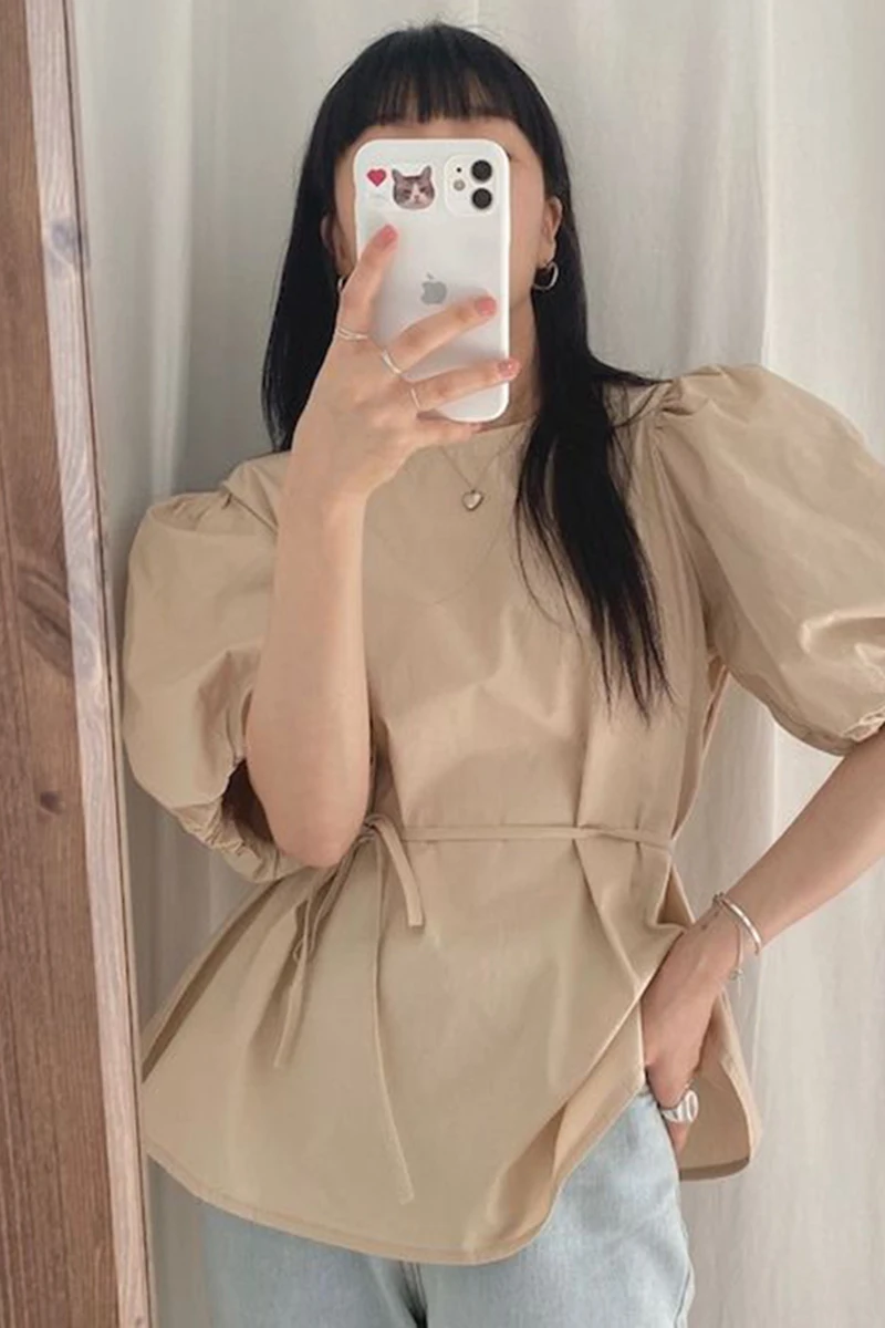 ZCSMLL Women's Blouse Round Neck Pullover Ties with Waist Slimming Solid Color Lantern Sleeve Shirt Women 2021 Spring Summer New
ZCSMLL Women's Blouse Round Neck Pullover Ties with Waist Slimming Solid Color Lantern Sleeve Shirt Women 2021 Spring Summer New
