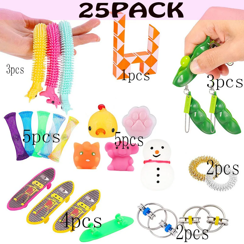 25pcs Pack Fidget Sensory Toy Set Stress Relief Toys Autism Anxiety Relief Stress Pop Bubble Fidget Sensory Toy For Kids Adults
25pcs Pack Fidget Sensory Toy Set Stress Relief Toys Autism Anxiety Relief Stress Pop Bubble Fidget Sensory Toy For Kids Adults