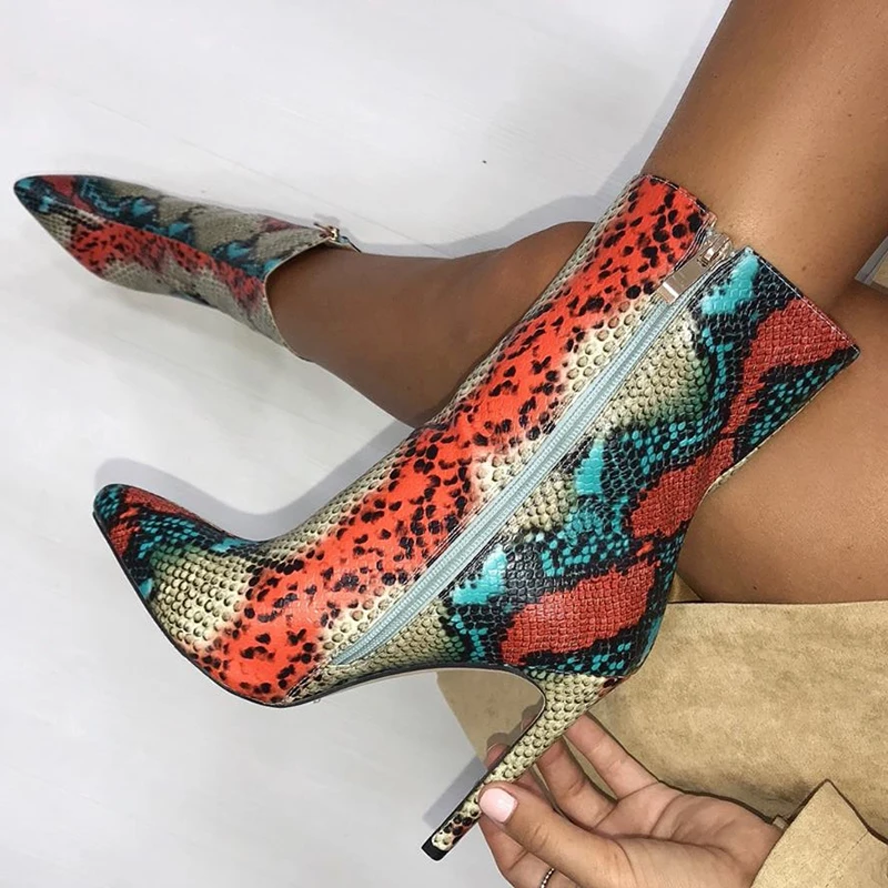 Фото Женские ботинки на высоком каблуке 11 5 см Фетиш с острым носком Ботильоны молнии