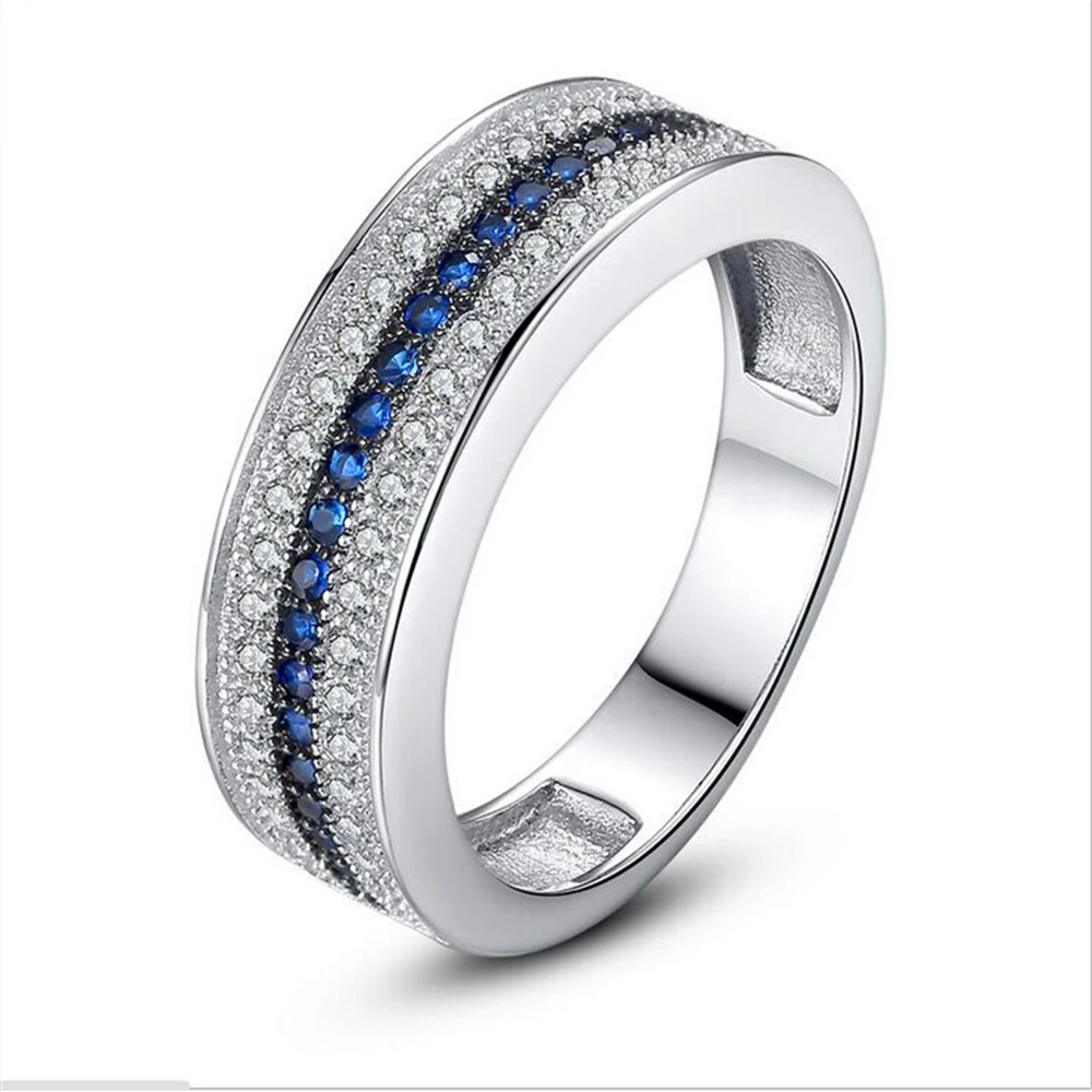 

Loredana Fashionable Mosaic AAA blue and white zircon engagement wedding 925 metal ring best gift represents eternal love