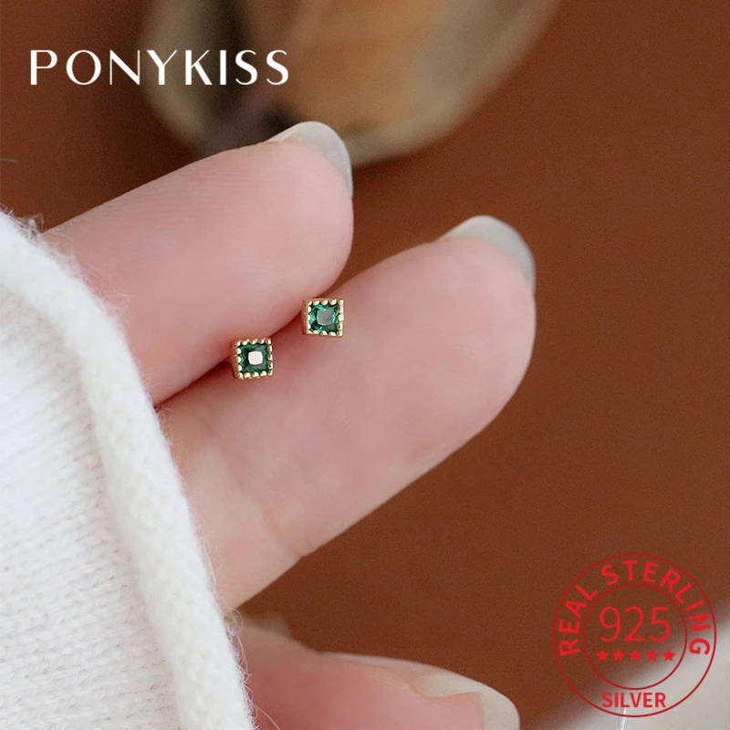 PONYKISS Vintage 925 Sterling Silver Mini Square Green Zircon 14K Gold Stud Earrings For Women Fine Jewelry Gifts Drop Shipping
PONYKISS Vintage 925 Sterling Silver Mini Square Green Zircon 14K Gold Stud Earrings For Women Fine Jewelry Gifts Drop Shipping