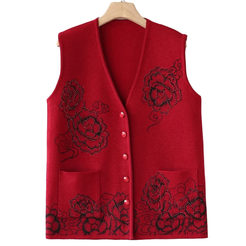 Middle-Aged Women Print Sweater Vest Autumn Winter Vests Sweater Knit Cardigan Womens Short Sweater Vests Jackets F856
Middle-Aged Women Print Sweater Vest Autumn Winter Vests Sweater Knit Cardigan Womens Short Sweater Vests Jackets F856