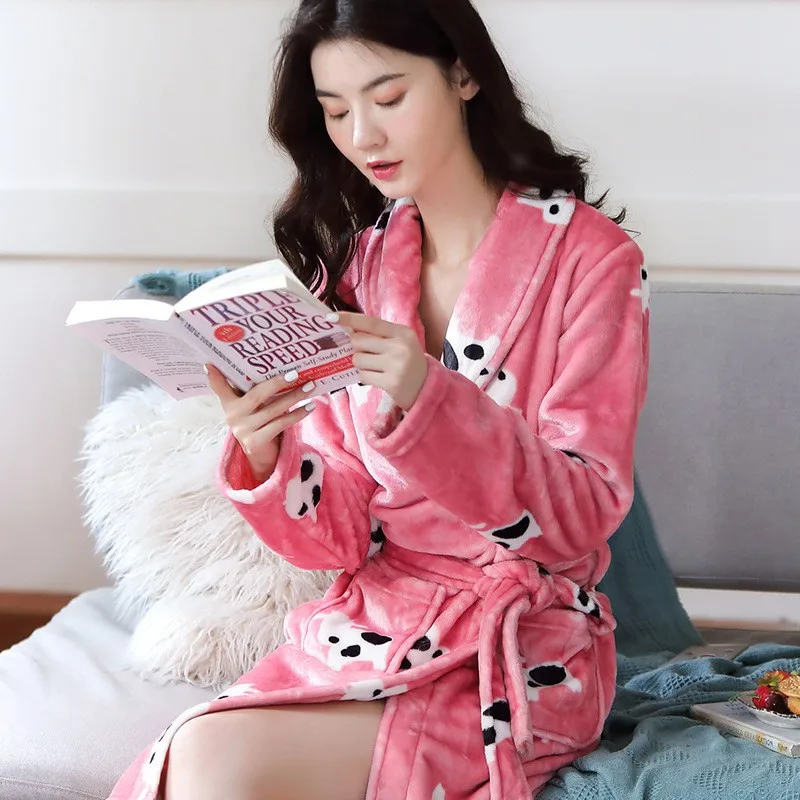 Flannel Female Robe Kimono Bath Gown Thick Coral Fleece Homewear Winter Warm Sleepwear Nightgown Casual Soft Intimate Lingerie
Flannel Female Robe Kimono Bath Gown Thick Coral Fleece Homewear Winter Warm Sleepwear Nightgown Casual Soft Intimate Lingerie