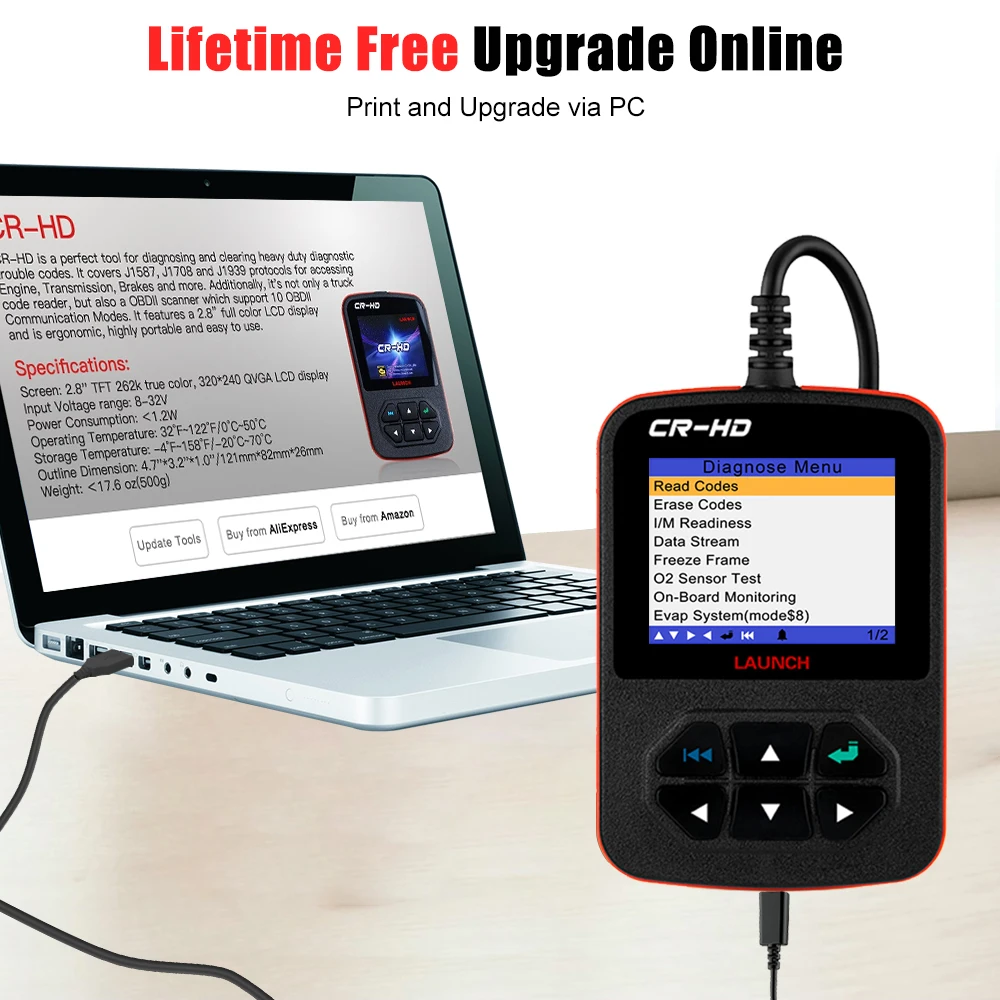 LAUNCH CR-HD OBD Diagnostic for Multiple Car Man Truck Diagnostic Scanner Professional Diagnose Tool For Trucks 24 V Diesel Van
LAUNCH CR-HD OBD Diagnostic for Multiple Car Man Truck Diagnostic Scanner Professional Diagnose Tool For Trucks 24 V Diesel Van
