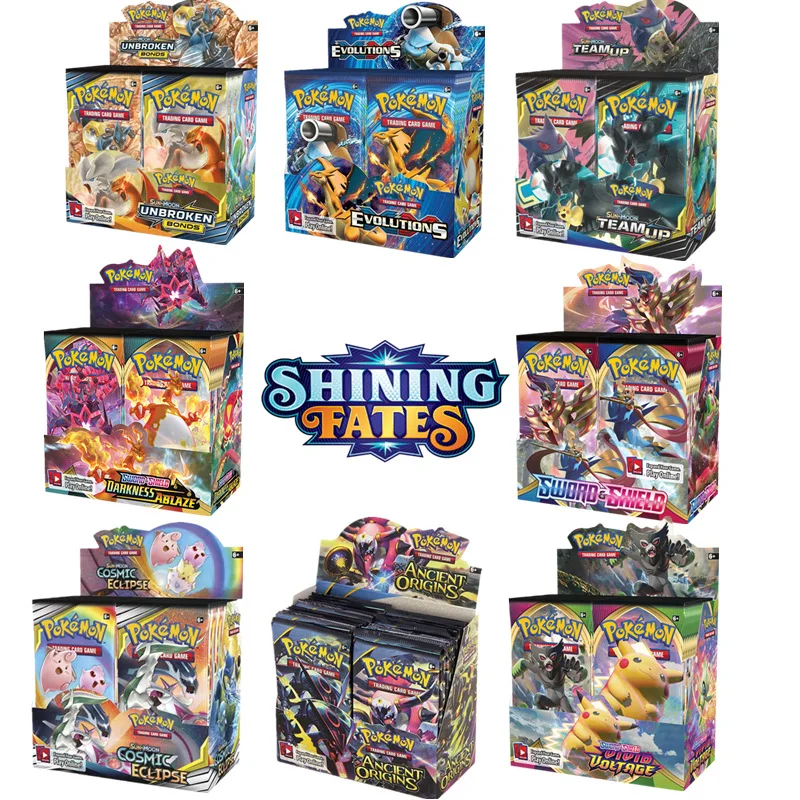 324 шт./коркор. все версии карты Pokemon XY солнце и луна меч и щит Сияющие судьбы 36 упаковок бустер коробка коллекционные игрушки
324 шт./коркор. все версии карты Pokemon XY солнце и луна меч и щит Сияющие судьбы 36 упаковок бустер коробка коллекционные игрушки