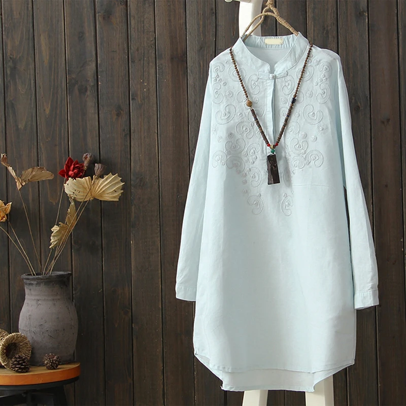 Cotton Linen Embroidery Women Shirts Autumn Ruffles Long-Sleeved Straight Loose Female Outwear Coats Tops
Cotton Linen Embroidery Women Shirts Autumn Ruffles Long-Sleeved Straight Loose Female Outwear Coats Tops