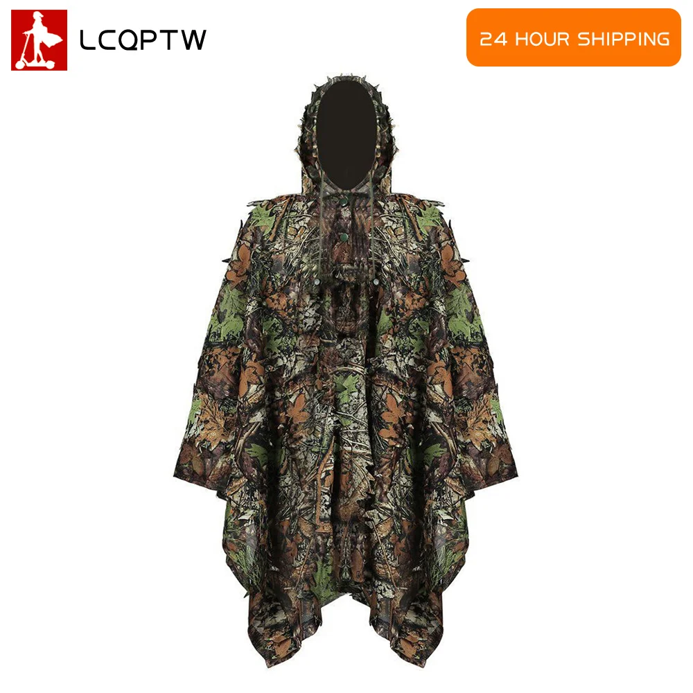 Листья пончо джунгли Ghillie Костюмы Охота камуфляж 3D бионический лист Yowie сетка для