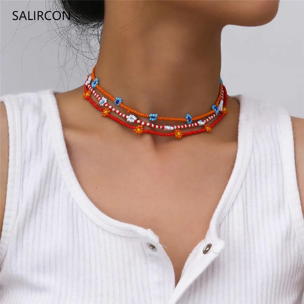 Salircon Korean Flower Choker Necklace Handmade Colorful Beads Clavicle Chain Collares Short Necklace For Women Jewelry
Salircon Korean Flower Choker Necklace Handmade Colorful Beads Clavicle Chain Collares Short Necklace For Women Jewelry