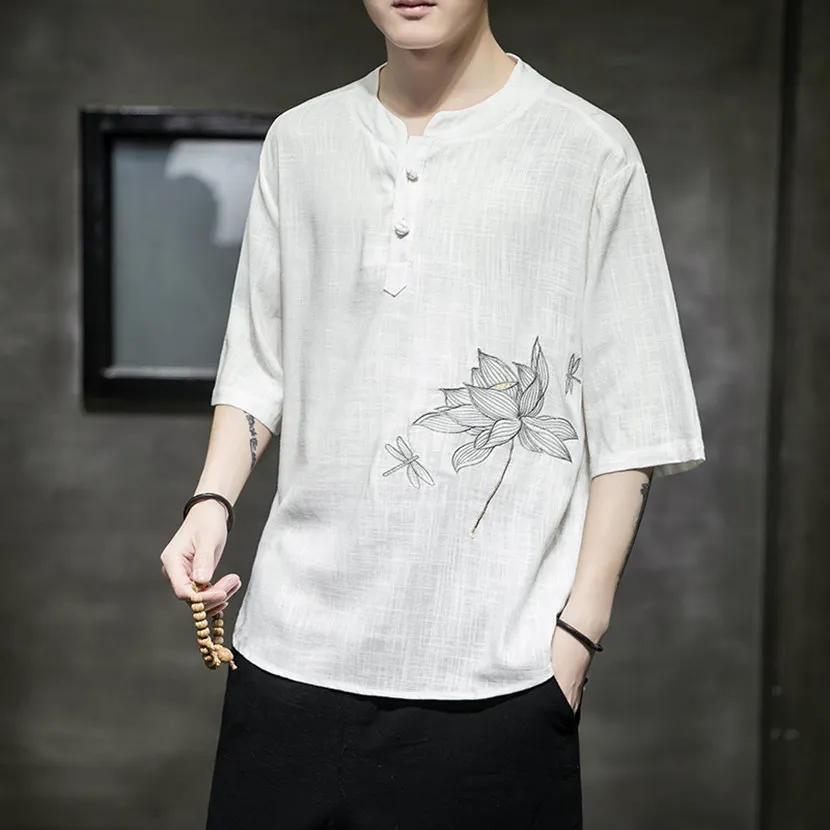 Summer loose sleeves cut thin section breathable cotton and linen five points sleeve Chinese embroidery
Summer loose sleeves cut thin section breathable cotton and linen five points sleeve Chinese embroidery